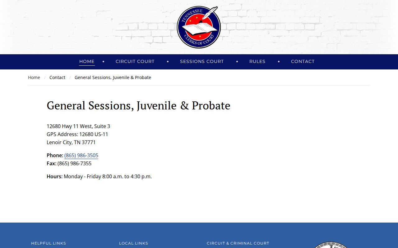 Loudon County General Sessions clerk contact information