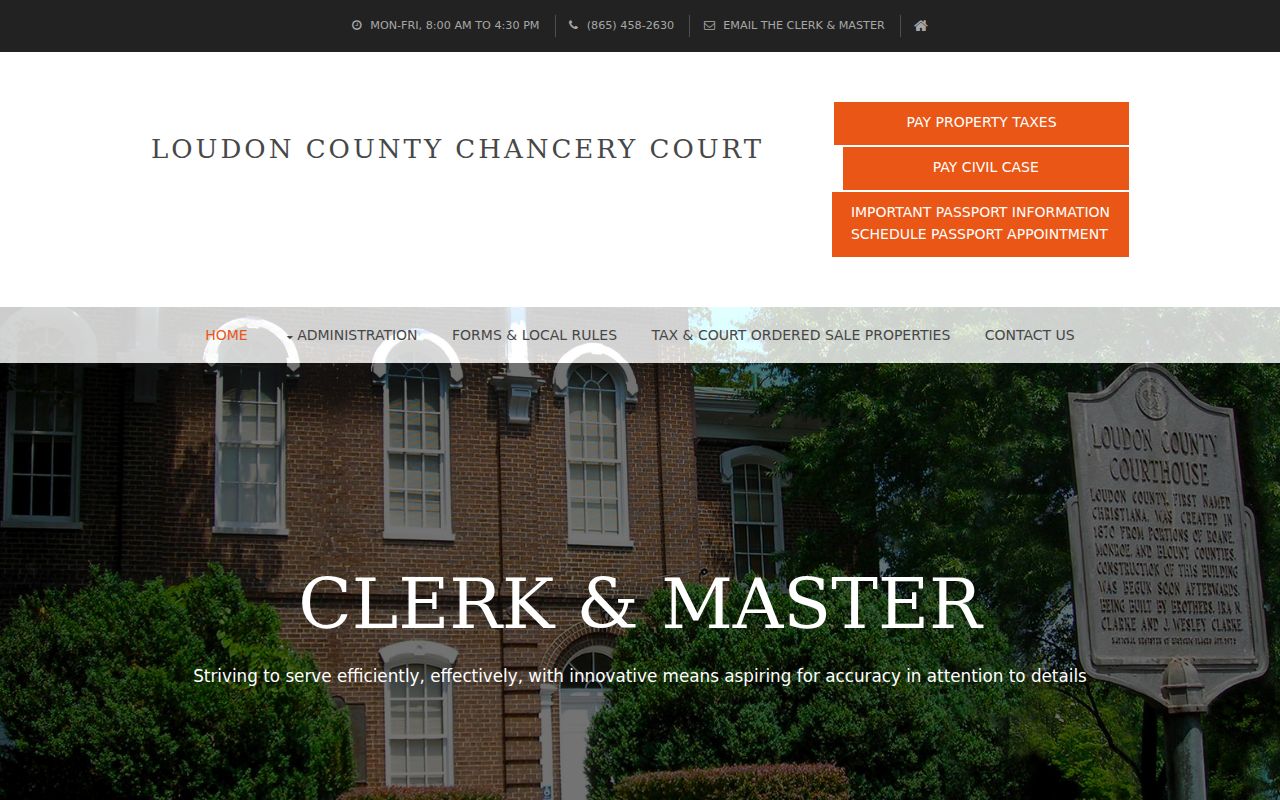 Loudon County court docket Chancery Clerk and Master