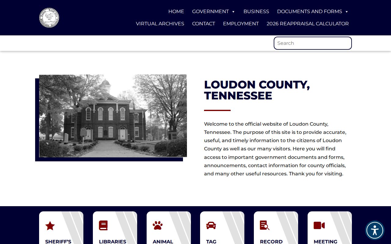 Loudon County court docket county homepage