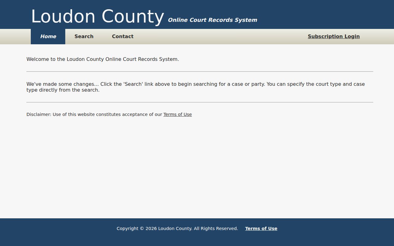 Loudon County court docket TNCIS landing page
